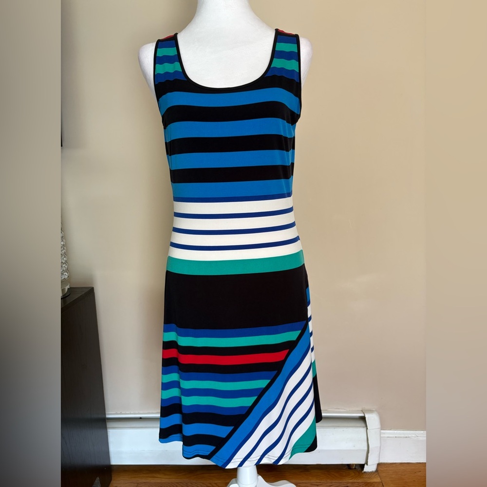 🎾Calvin Klein Striped A-Line Sleeveless Dress
